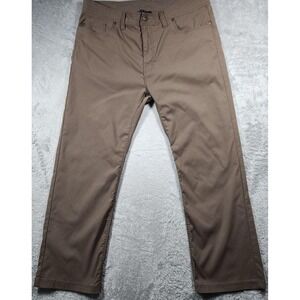 PrAna Breathe Pants Mens 38x30 (Fits 36x30) Brown Slim Fit Stretch Chino Casual